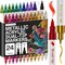 24 Metallic Acrylic Paint Markers Set, Dual Tip Paint Pens (Brush + Fine Tip) for Rock Painting, Fabric, Glass, Wood, Canvas, Ceramic & DIY Crafts – Art Supplies for Kids, Teens & Adults
